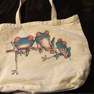 Jim Morris T-shirt Co. Frog Print Cream Tote Bag